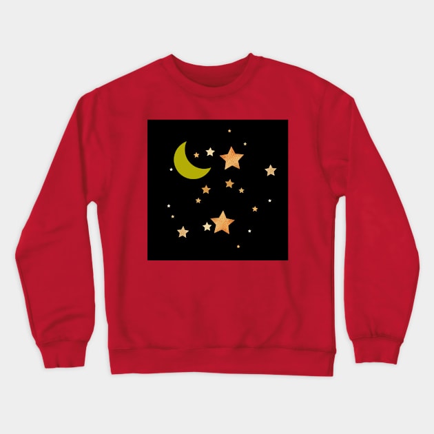 Cute Crescent Moon and Stars in the Sky Crewneck Sweatshirt by aybe7elf